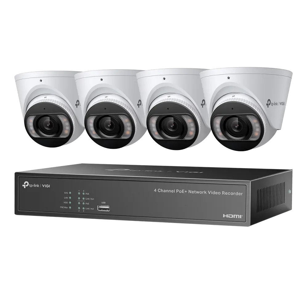 [VIGI NK4P-T4425-2T] Kit: Cámara turret 4MP + NVR PoE+ de 4 canales